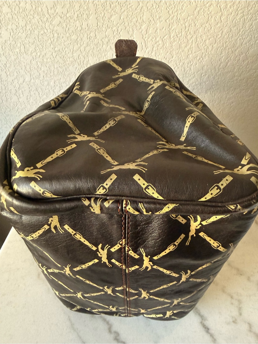 Vintage Longchamp Brown and Gold Monogram Satchel Bag with Long Wallet-GUC!! - Picture 5 of 15